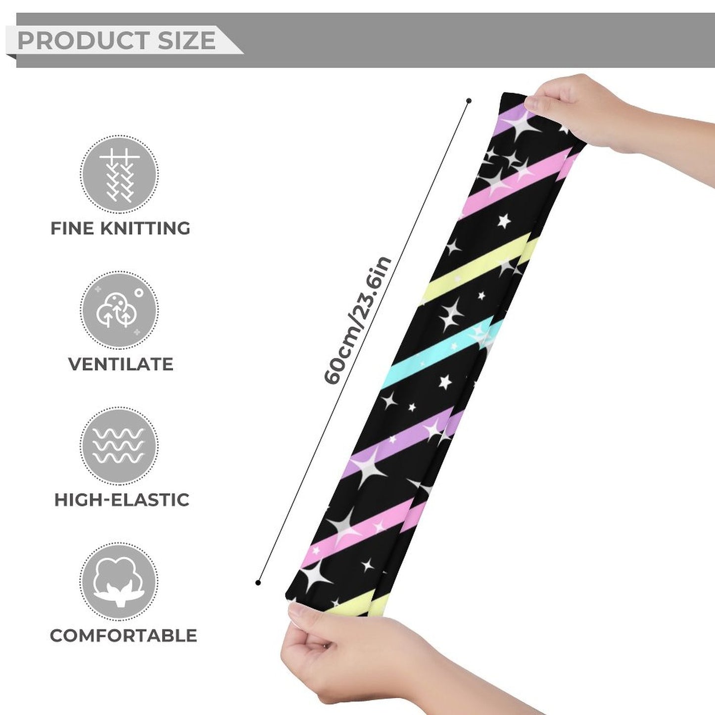 Sparkle Stars Over Knee Stocking Socks (Black)