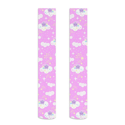 Shooting Star Clouds Over Knee Stocking Socks (Pink)
