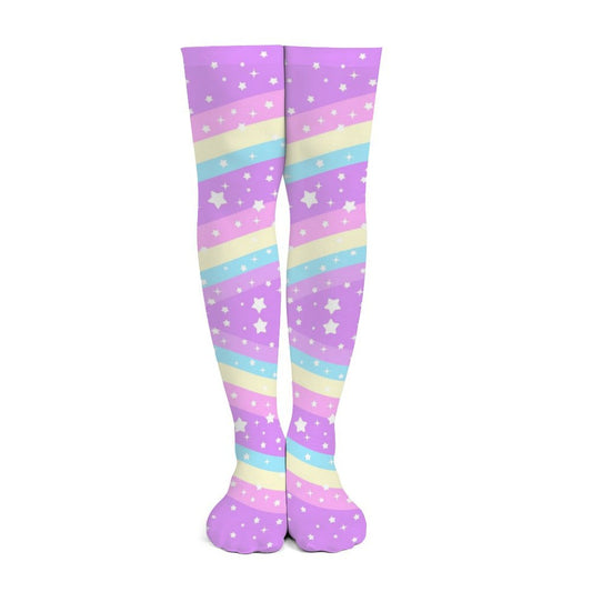 Rainbow Stardust Unicorn Over Knee Stocking Socks