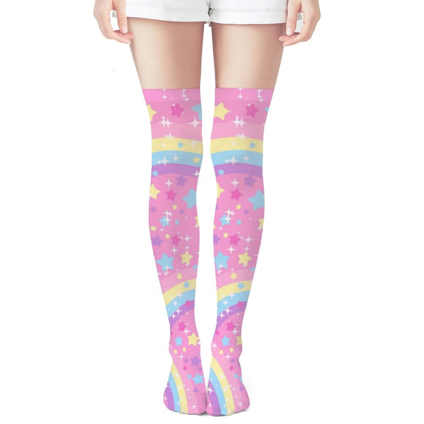 Bubbles Rainbow Land Over Knee Stocking Socks