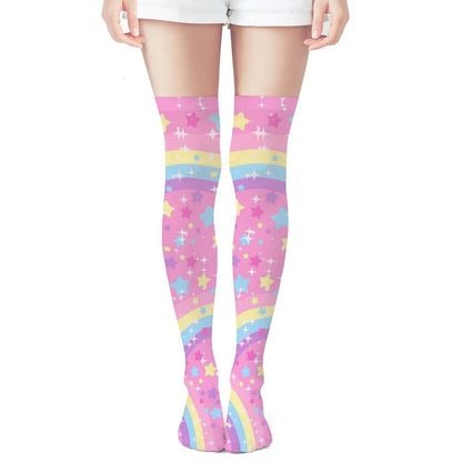 Bubbles Rainbow Land Over Knee Stocking Socks