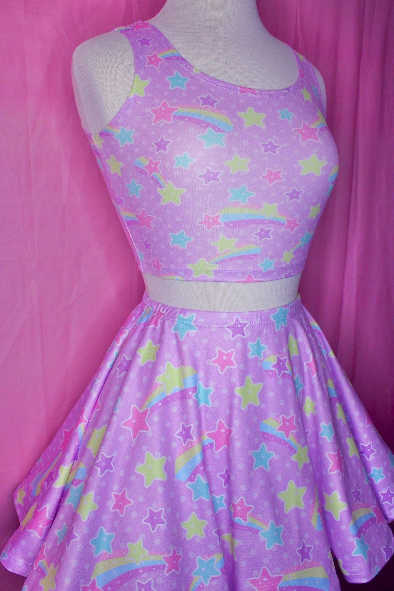 Starry Party Purple Skater Skirt [Made To Order]