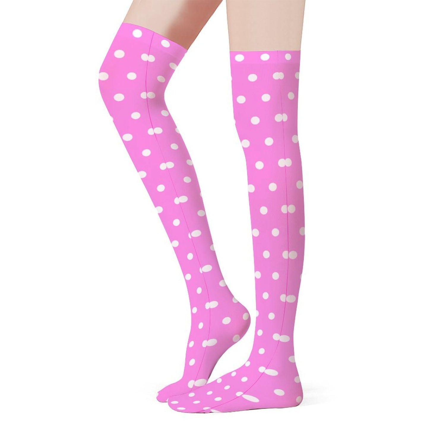 Cute Polka Dots Over Knee Stocking Socks (Hot Pink)