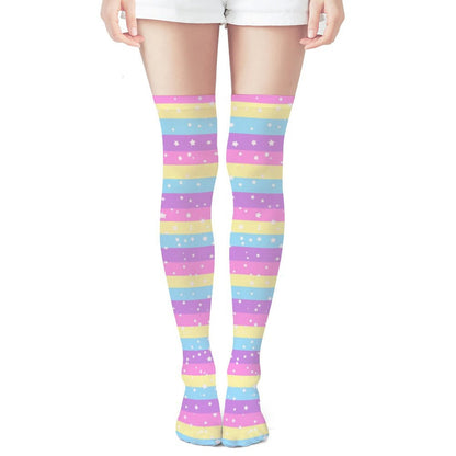 Starry Party Rainbow Over Knee Stocking Socks