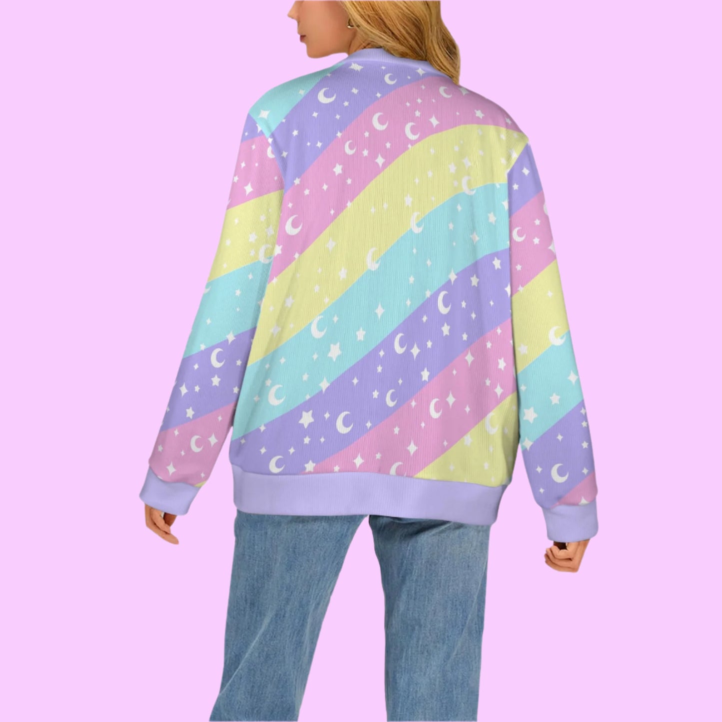 Cosmic Rainbow Women's Ribbed Button Up Cardigan