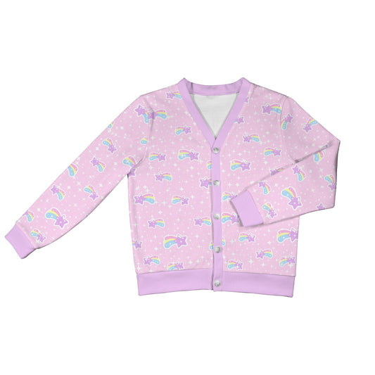 Bubblegum Bunny Shooting Stars Women's Ribbed Button Up Cardigan