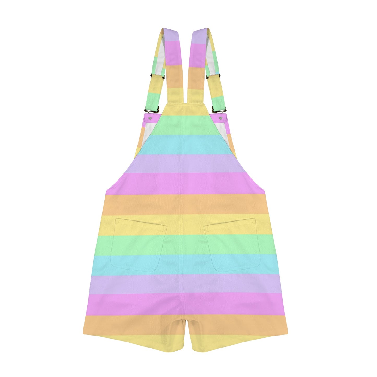 Fruity Rainbow Unisex Shorts Overalls With Adjustable Straps And Pockets (Color Block)