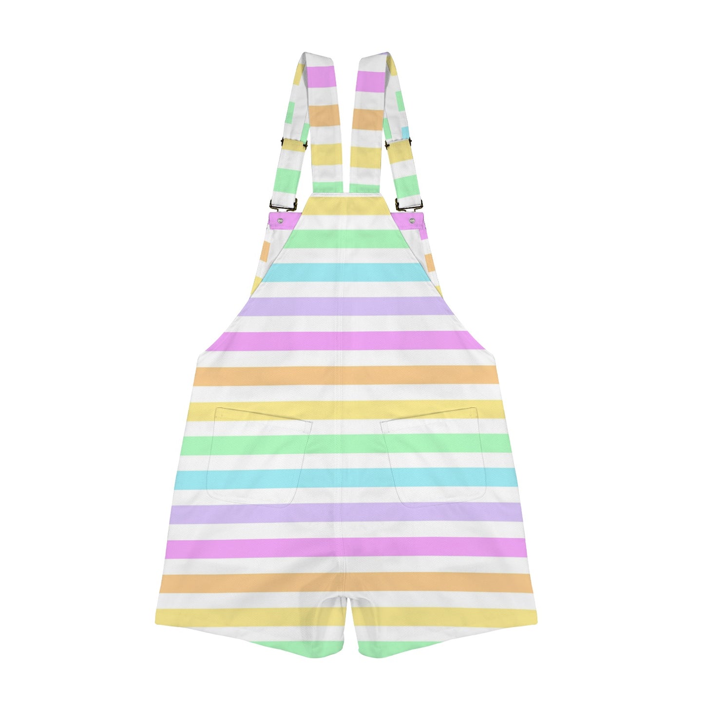 Fruity Rainbow Unisex Shorts Overalls With Adjustable Straps And Pockets (Stripes)