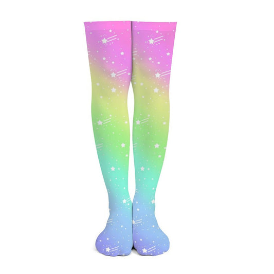 Wishful Rainbow Over Knee Stocking Socks