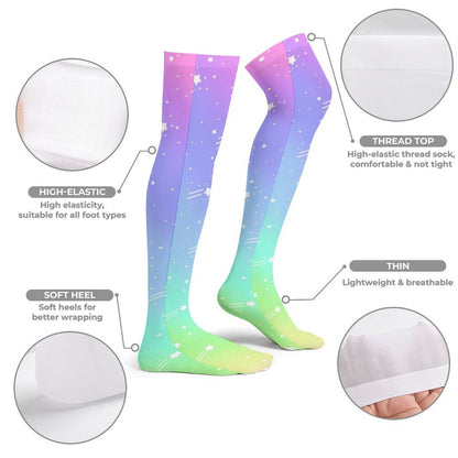 Wishful Rainbow Over Knee Stocking Socks