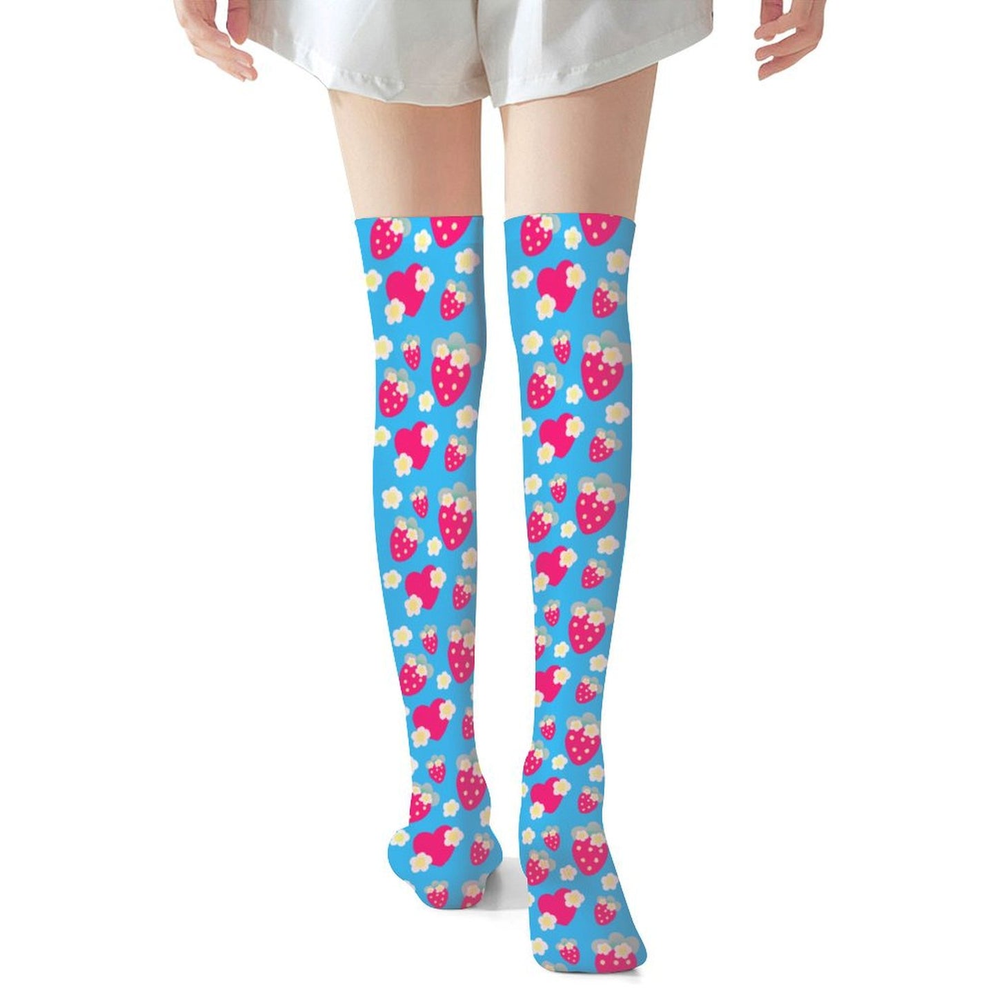 Strawberry Cutie Over Knee Stocking Socks (Soda Pop Fruity Berry Blue)
