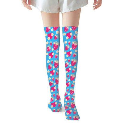 Strawberry Cutie Over Knee Stocking Socks (Soda Pop Fruity Berry Blue)