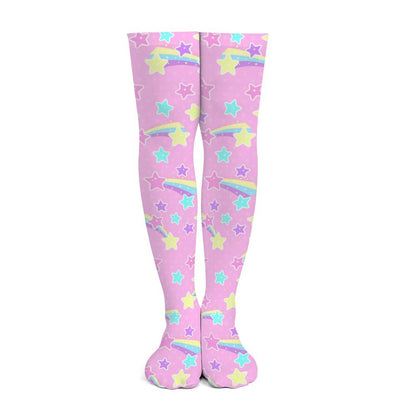 Starry Party Over Knee Stocking Socks (Pink)