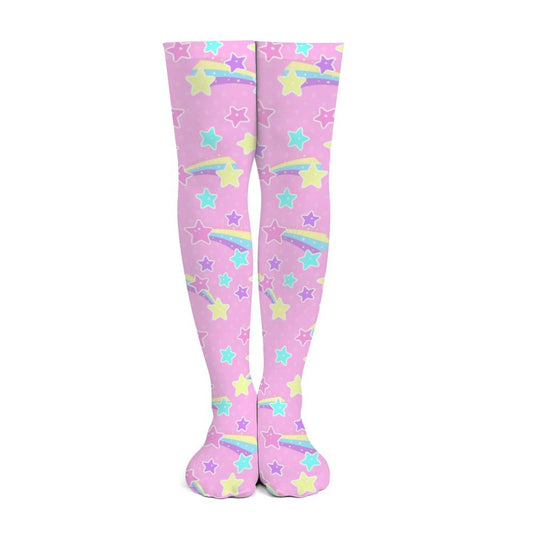 Starry Party Over Knee Stocking Socks (Pink)