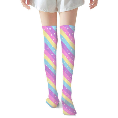Starry Party Rainbow Over Knee Stocking Socks