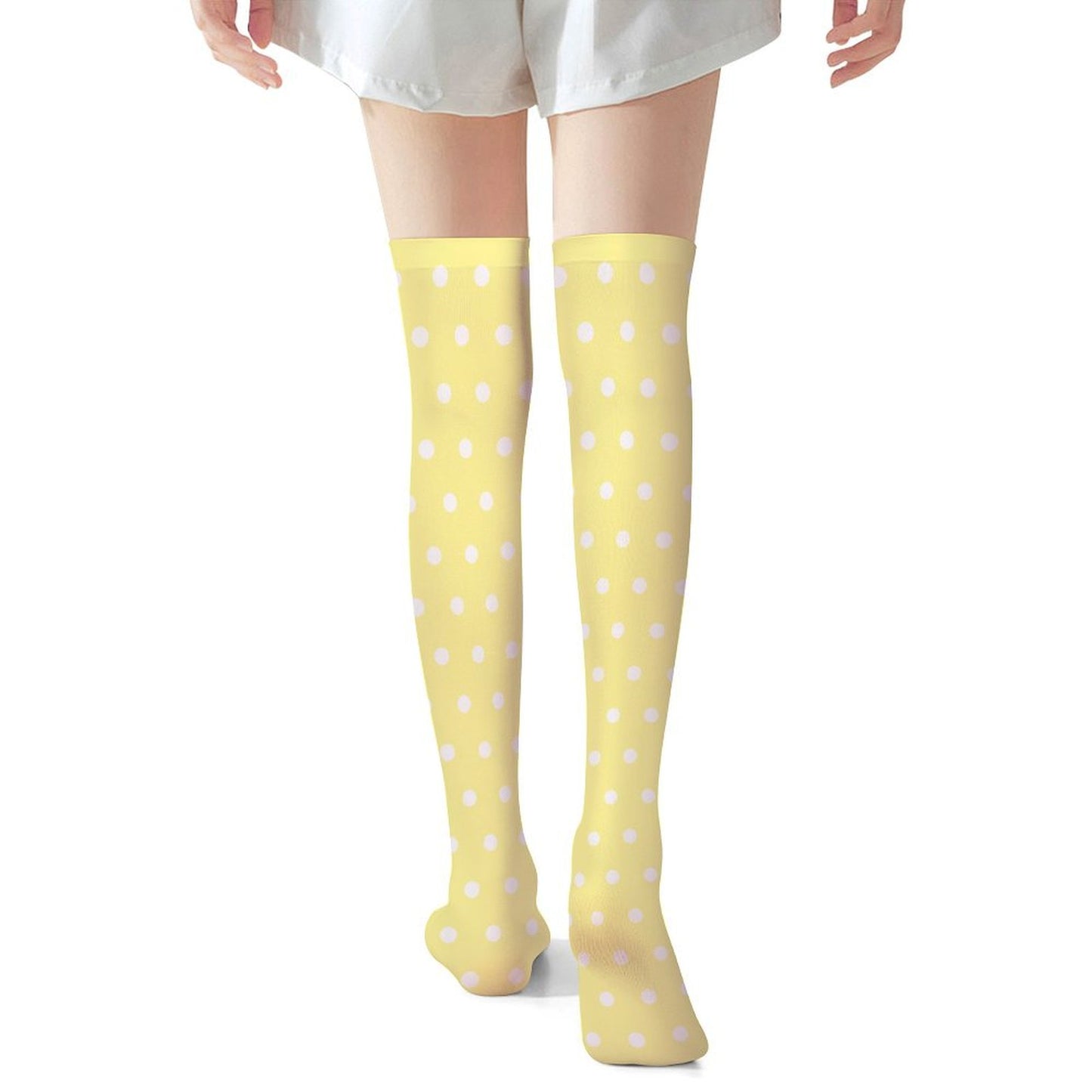 Cute Polka Dots Over Knee Stocking Socks (Yellow)