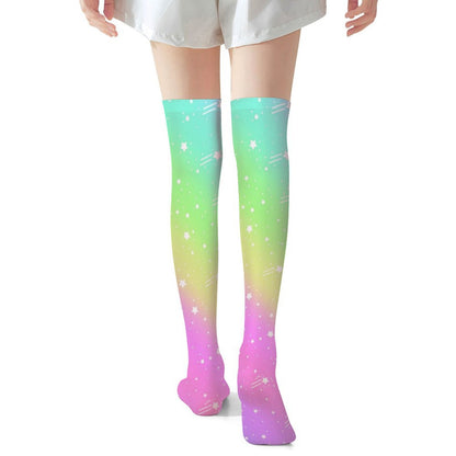 Wishful Rainbow Over Knee Stocking Socks