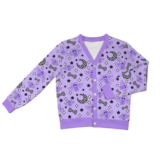 Magical Kawaii Spooky Bats Women's Ribbed Button Up Cardigan