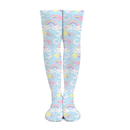 Dreamy Rainbow Over Knee Stocking Socks (Blue)
