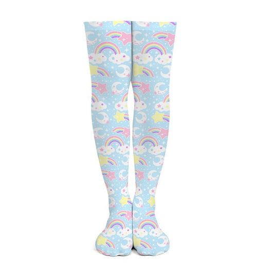Dreamy Rainbow Over Knee Stocking Socks (Blue)
