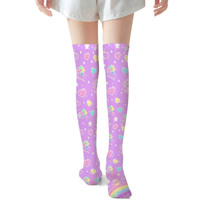 Rainbow Sweets Over Knee Stocking Socks (Purple)