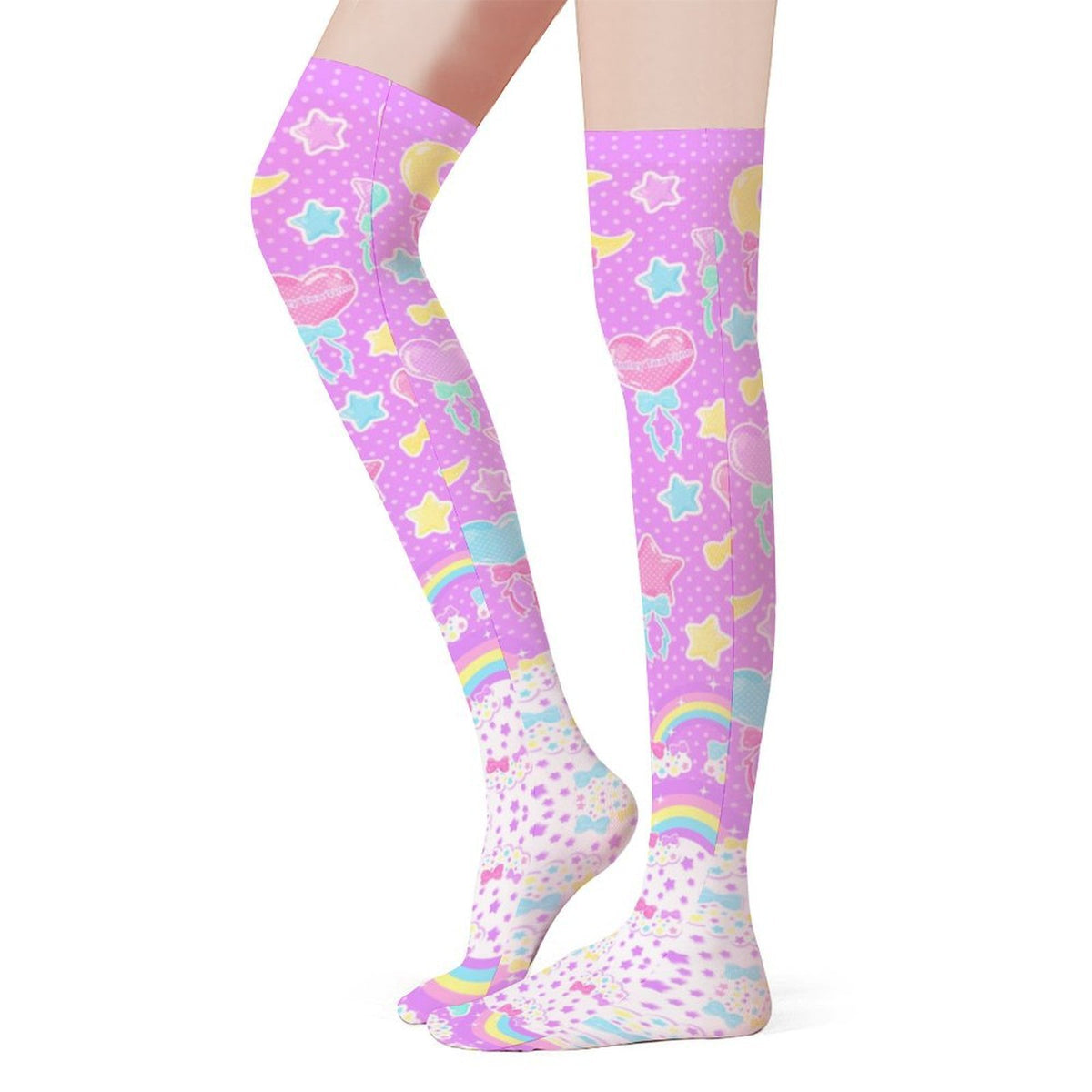 Pastel Party Over Knee Stocking Socks (Lavender)