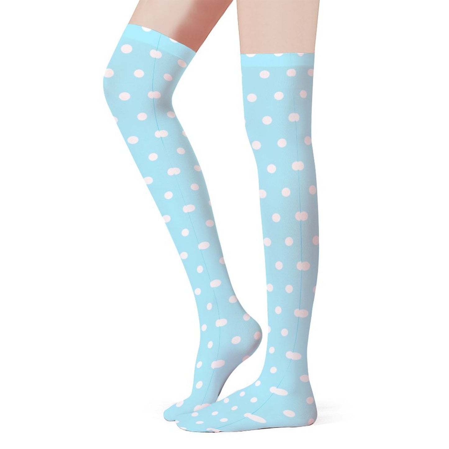 Cute Polka Dots Over Knee Stocking Socks (Blue)