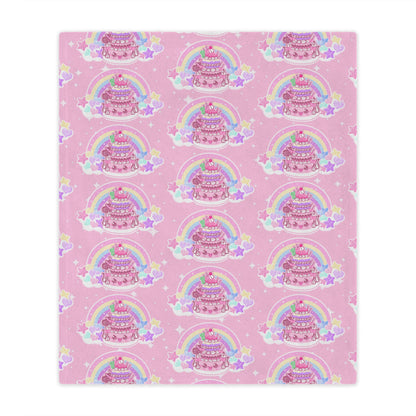 Kawaii Sparkle Cake Microfiber Fleece Throw Blanket