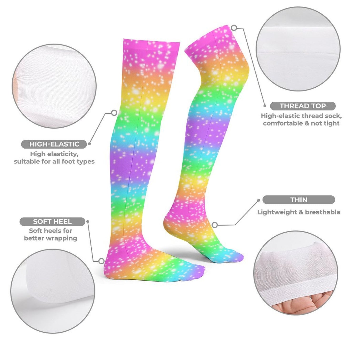 Rainbow Wonderland Over Knee Stocking Socks