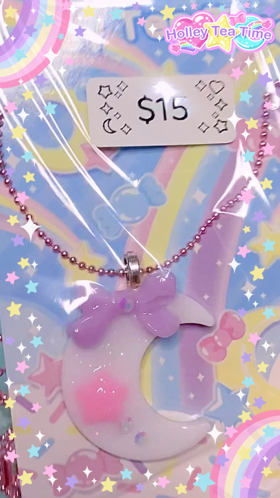 Fairy Magical Moon Wishing Sparkle Necklace (White, Purple, Pink)