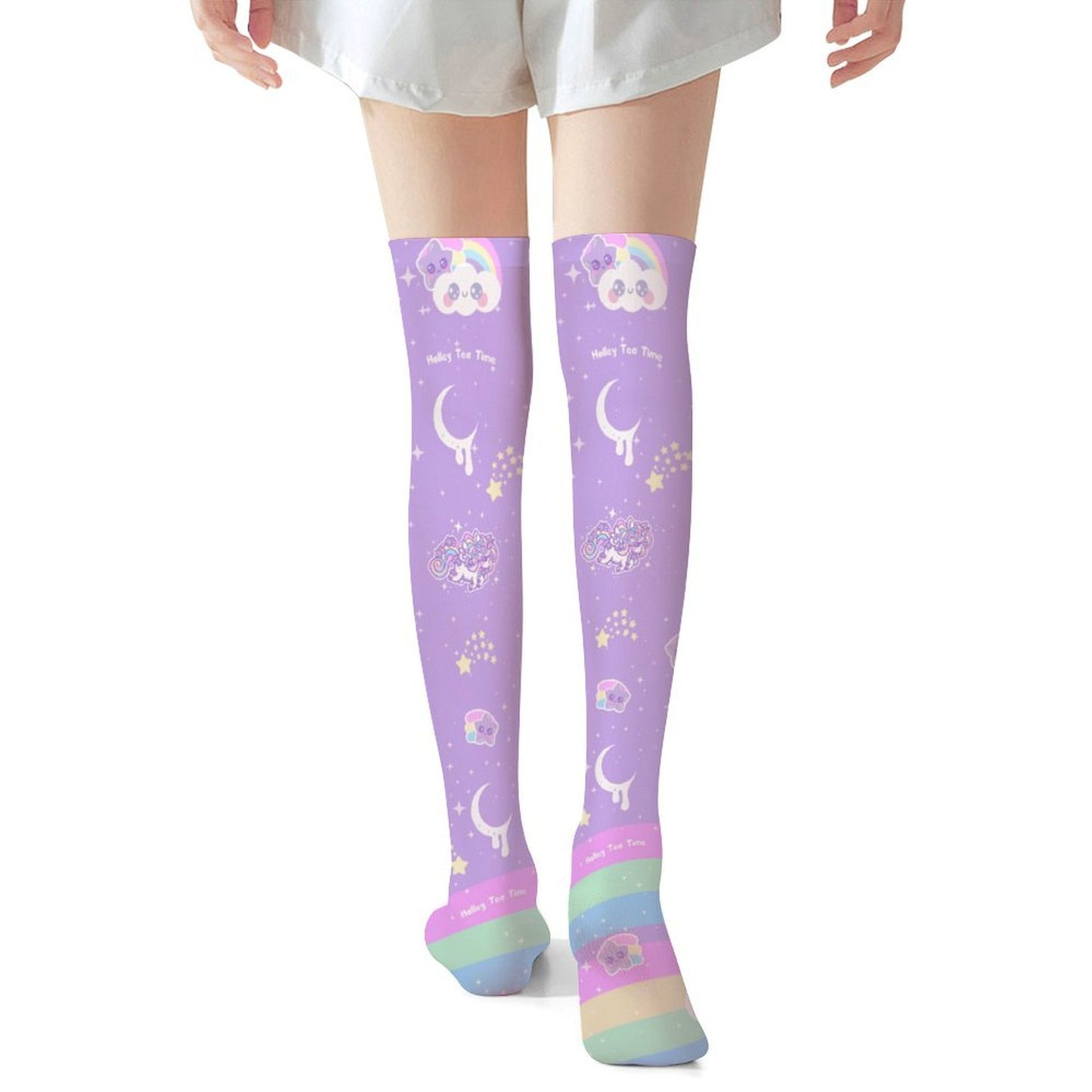 Rainbow Stardust Unicorn Over Knee Stocking Socks