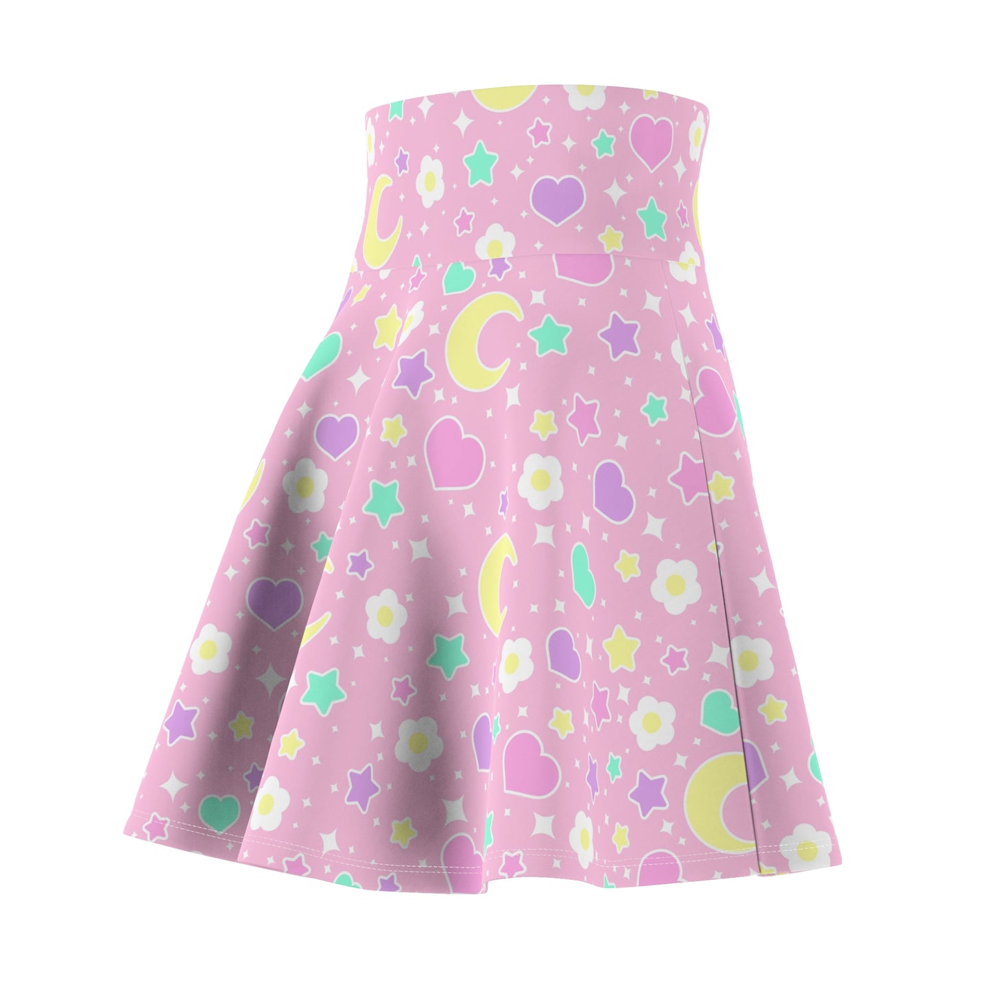 Magical Spring Pink High Waist Skater Skirt