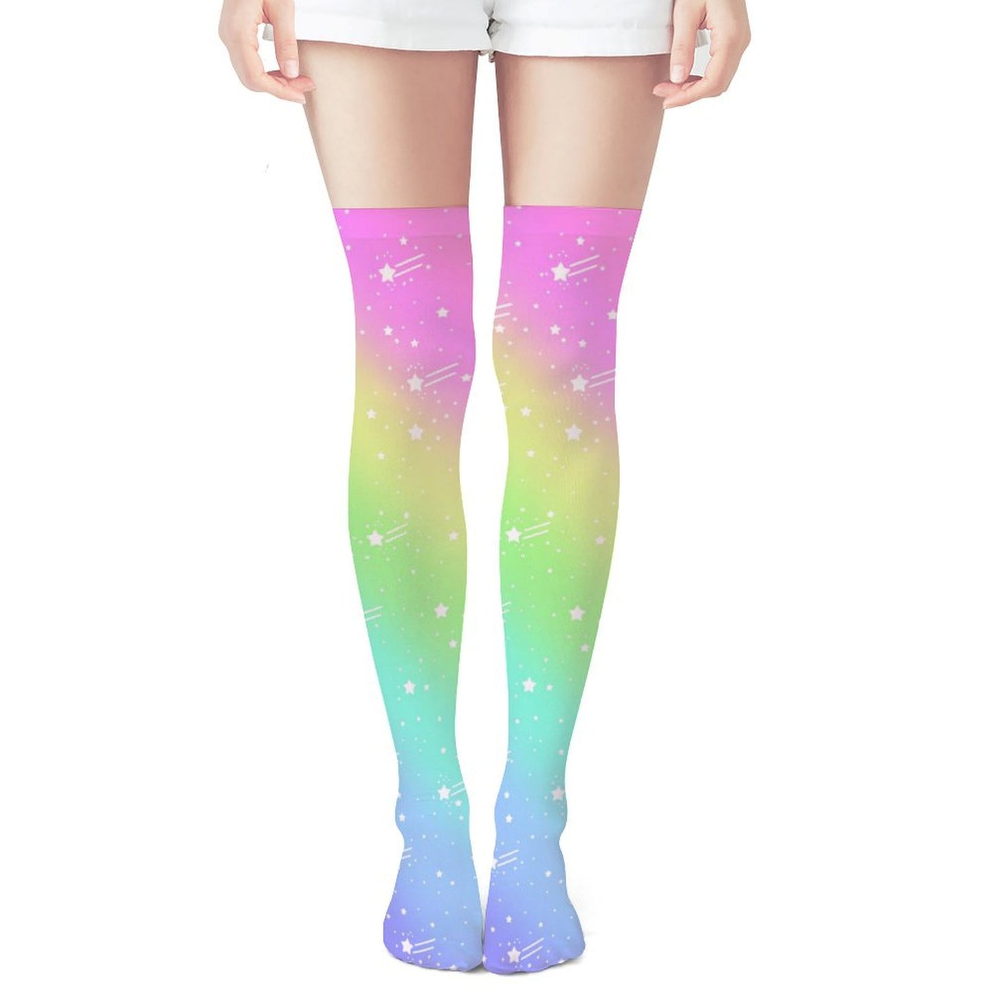 Wishful Rainbow Over Knee Stocking Socks
