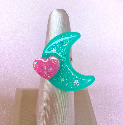 Magical Moon Ring (Teal Sparkle)