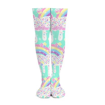 Rainbow Sweets Over Knee Stocking Socks (Mint)