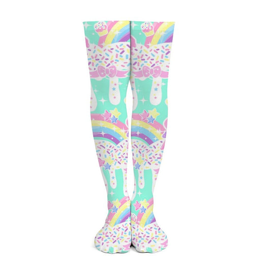 Rainbow Sweets Over Knee Stocking Socks (Mint)