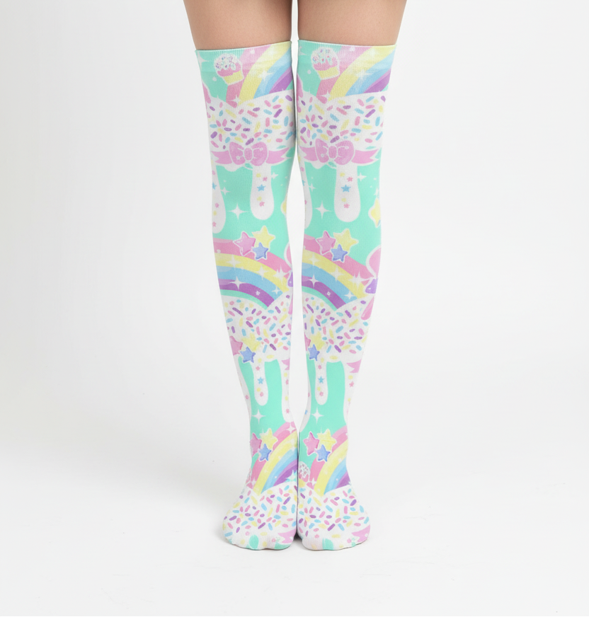 kawaii fashion decora kei over knee stocking socks pop kei pantyhose jfashion harajuku style fairy kei yume kawaii