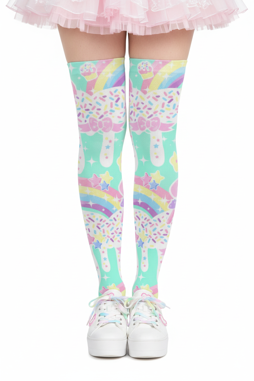 kawaii fashion decora kei over knee stocking socks pop kei pantyhose jfashion harajuku style fairy kei yume kawaii