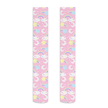 Dreamy Rainbow Over Knee Stocking Socks (Pink)