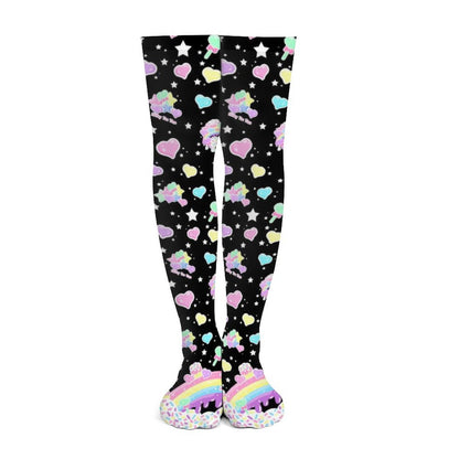 Rainbow Sweets Over Knee Stocking Socks (Black)