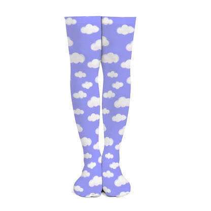 Dreamy Clouds Over Knee Stocking Socks (Periwinkle)