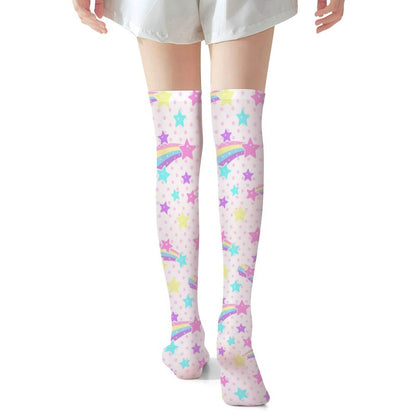 Starry Party Over Knee Stocking Socks (White)
