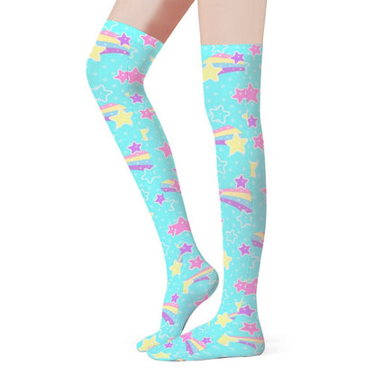 Starry Party Over Knee Stocking Socks (Blue)