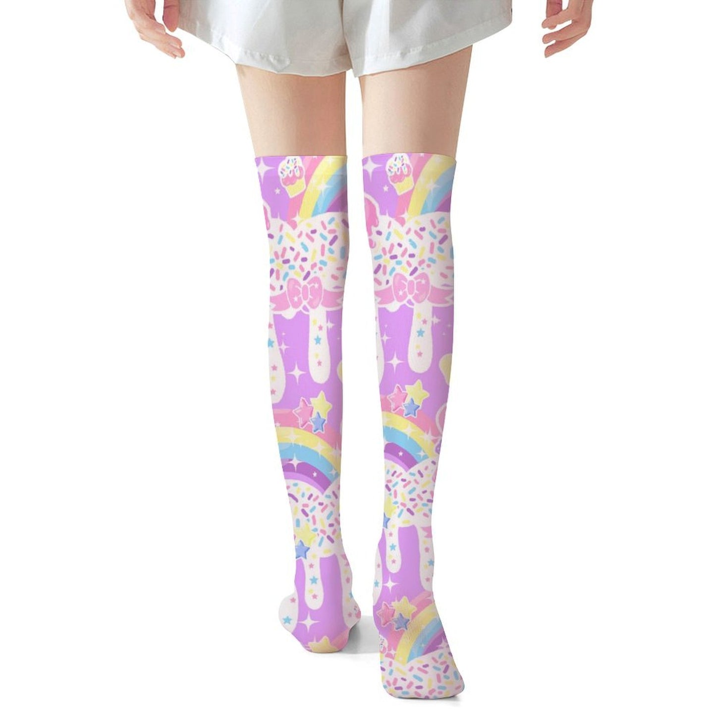 Rainbow Sweets Over Knee Stocking Socks (Purple)