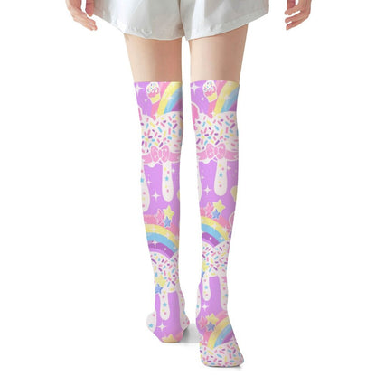 Rainbow Sweets Over Knee Stocking Socks (Purple)