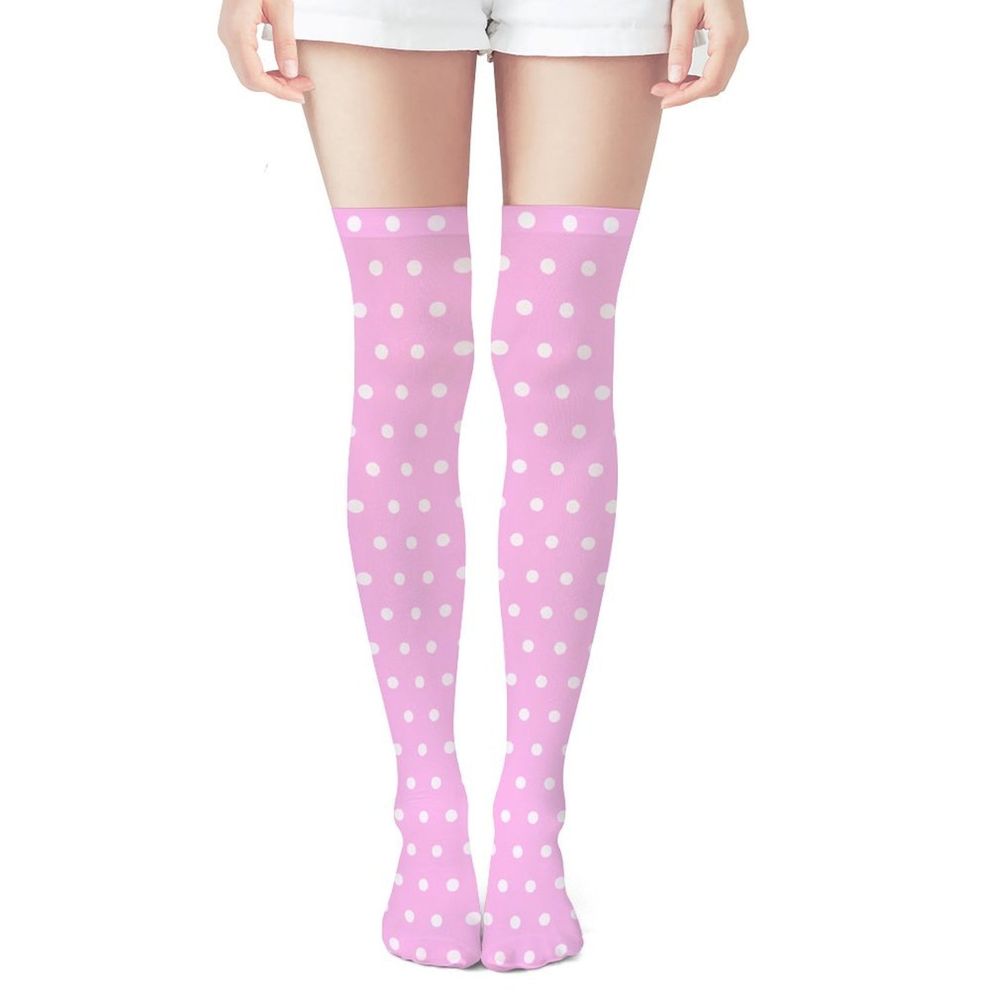 Cute Polka Dots Over Knee Stocking Socks (Pink)