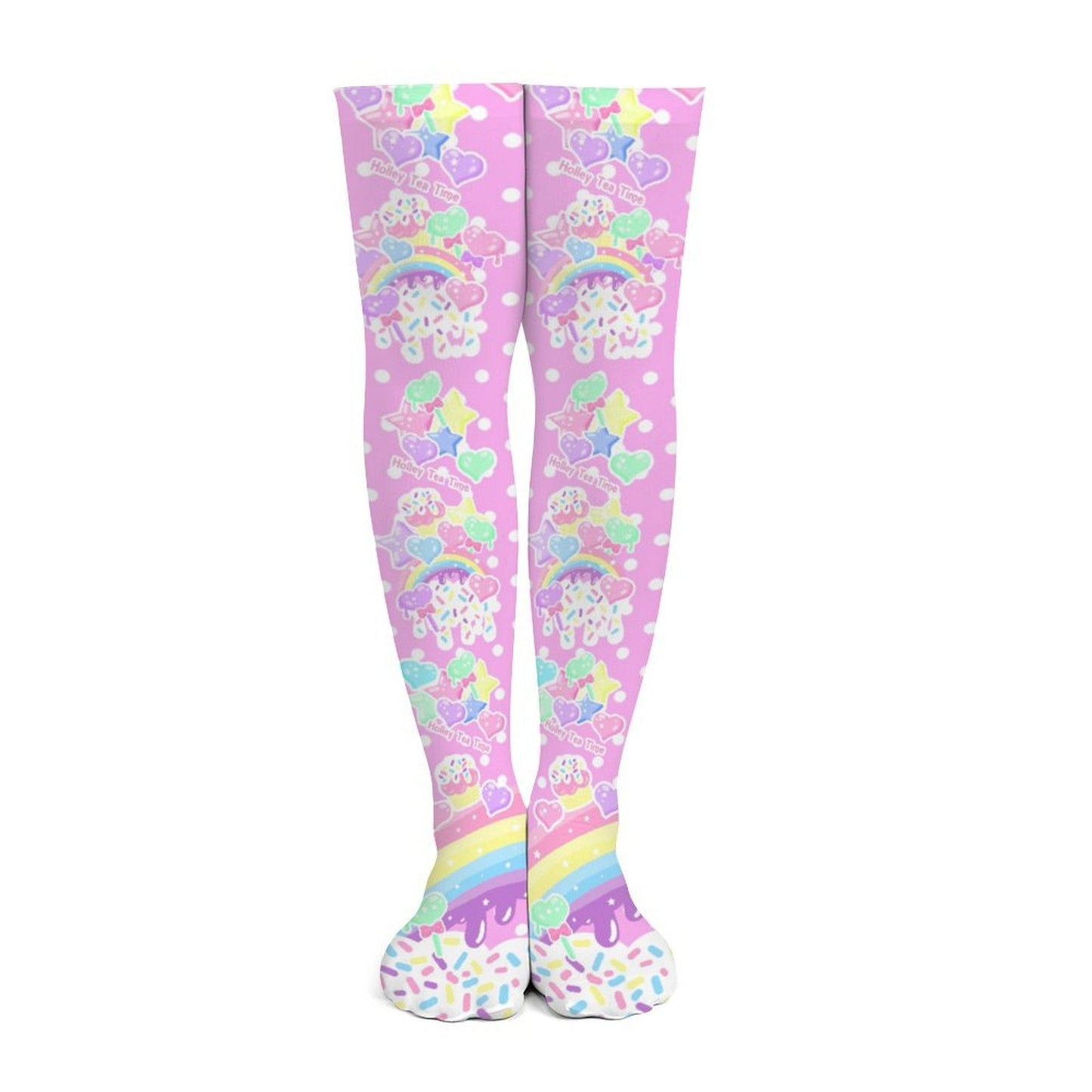 Rainbow Sweets Over Knee Stocking Socks (Pink)