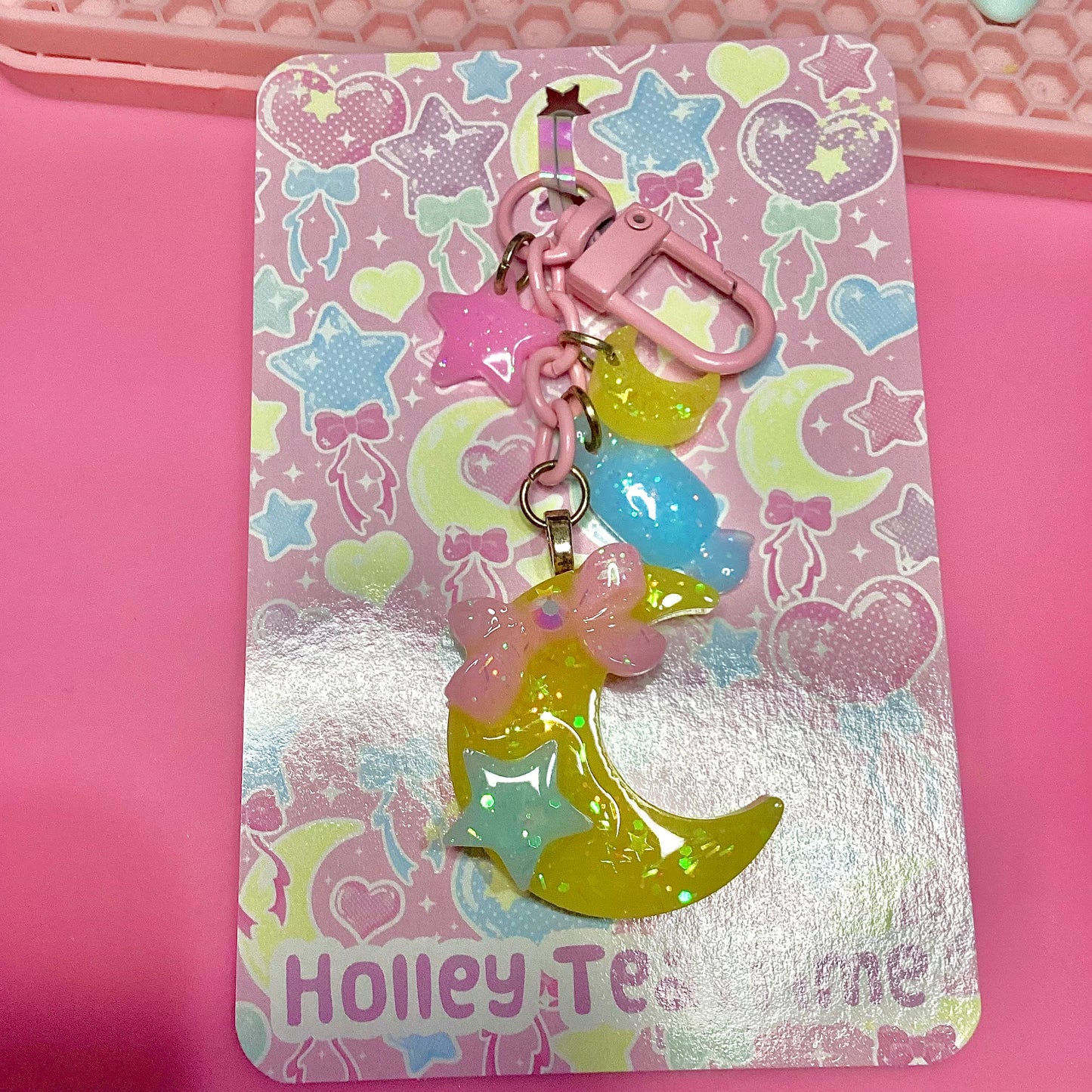 Yellow Magical Moon Keychain (Cute sweet trinkets)