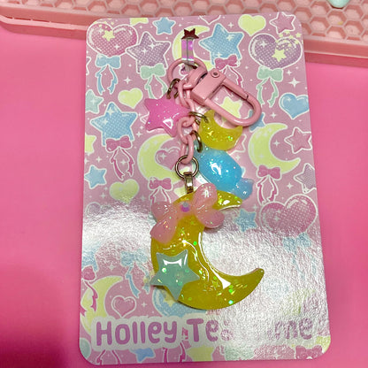 Yellow Magical Moon Keychain (Cute sweet trinkets)