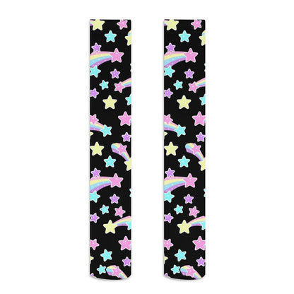Starry Party Over Knee Stocking Socks (Black)